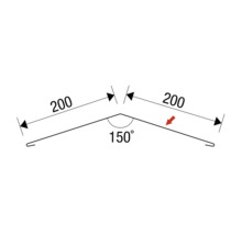 Schéma d''une faîtière avec dimensions et indication de l''angle