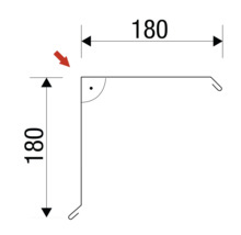 Schéma technique d''un profilé d''angle avec des dimensions de 180 sur 180 millimètres.