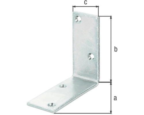 Équerre d''angle avec les dimensions a, b et c