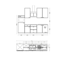 Cuisine complète avec appareils Flex Well Riva 270 cm couleur de façade quarzit cubanit chêne clair san remo - couleur du corps chêne clair san remo 00011187