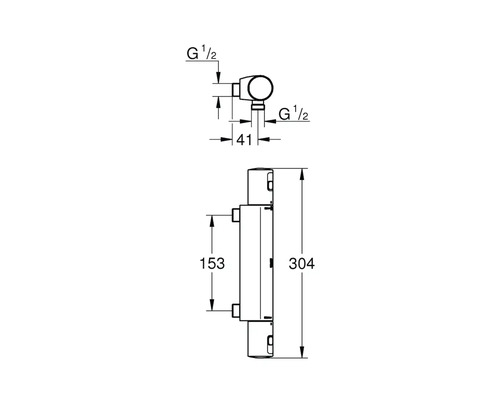 Schéma technique d''un radiateur de salle de bain avec cotes