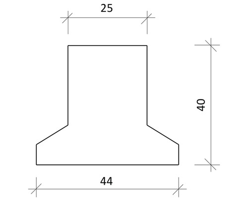 Dessin technique d''un profilé en T avec cotes