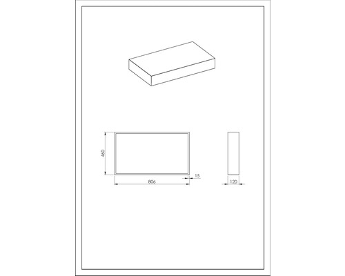 Dessin technique d''un miroir avec indications de dimensions.
