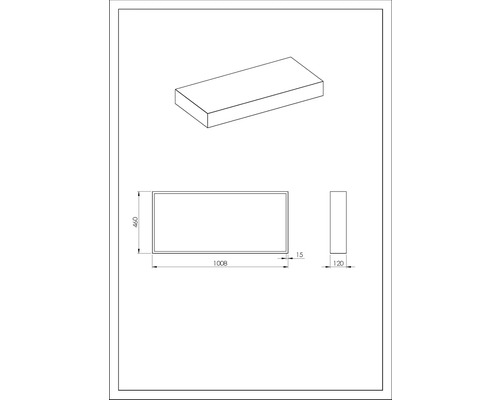 Dessin technique d''une baignoire rectangulaire avec dimensions