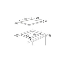 Dessin technique d''une plaque de cuisson avec dimensions