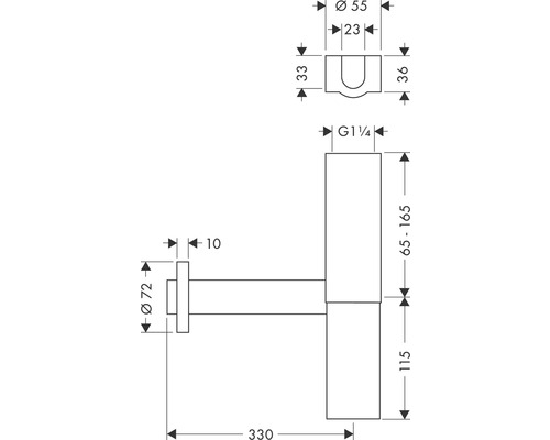 Dessin technique d''un robinet de lavabo avec indications de dimension