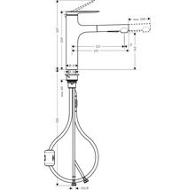 Dessin technique d''un robinet avec indications de dimension.