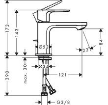 Mitigeur de lavabo hansgrohe Rebris E chrome 72553000