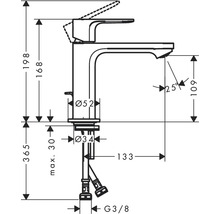Dessin technique d''un robinet avec dimensions