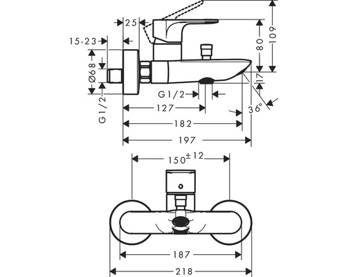 Dessin technique d''un robinet avec cotes