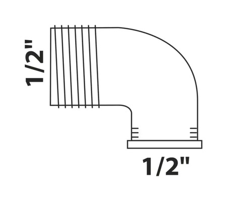 Fitting Winkelstück mit einem Durchmesser von 1/2 Zoll