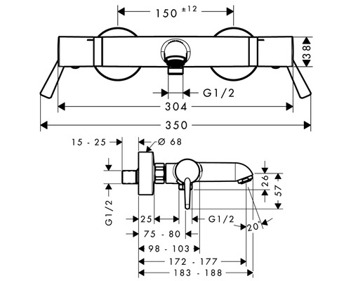Dessin technique d''un robinet avec cotes