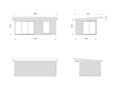 Dessin technique d''un abri de jardin avec dimensions