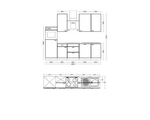 Plan de cuisine avec dimensions pour la planification de la cuisine