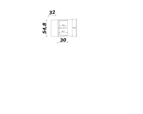 Dessin technique d''une armoire murale avec dimensions