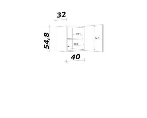 Schéma technique d''un meuble haut avec dimensions