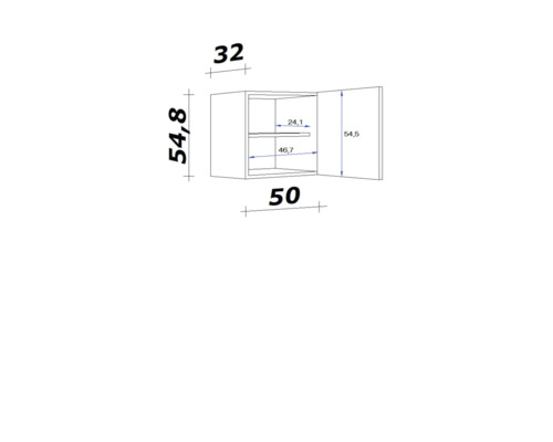 Dessin technique d''une armoire suspendue avec dimensions