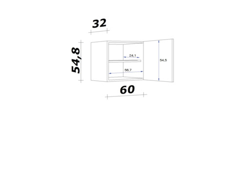 Dessin technique d''une armoire suspendue avec dimensions