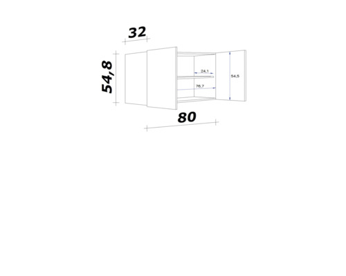 Dessin technique d''une armoire murale avec dimensions