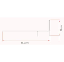 Technische Zeichnung eines Metallprofils mit den Maßen 86,5 mm Länge und 30 mm Höhe.