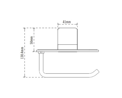 Dessin technique d''un porte-papier toilette avec étagère et indications de dimensions
