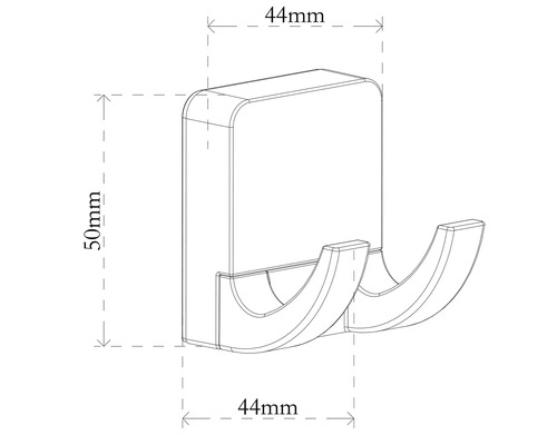 Dessin technique d''un double crochet de manteau avec dimensions