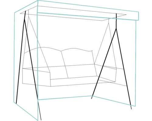 Skizze einer Gartenschaukel mit Dach