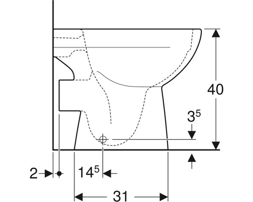 Dessin technique de WC avec dimensions