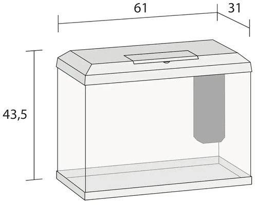 Illustration eines Aquariums mit Größenangaben.