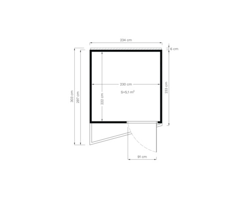Illustration avec dimensions pour une remise de jardin