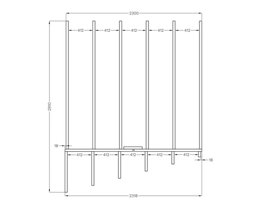 Schéma technique d''une étagère avec des mesures