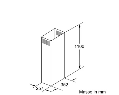 Schéma technique d''une hotte aspirante avec dimensions