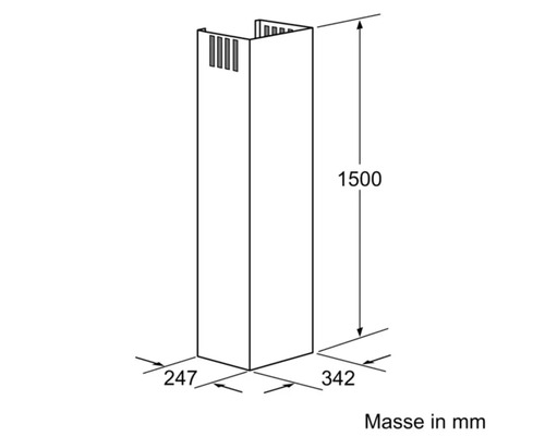 Dessin technique d''un conduit de hotte aspirante avec indications de dimensions