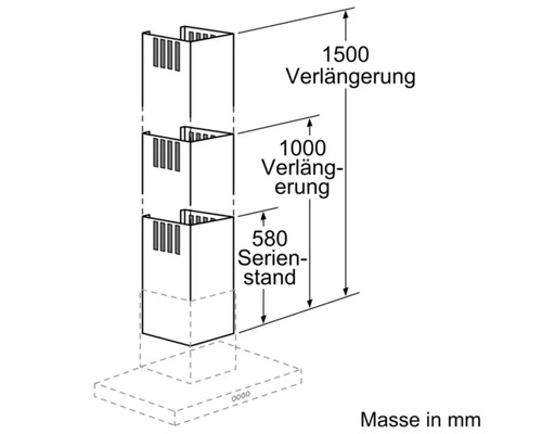 Dessin technique d''une hotte aspirante avec des dimensions en millimètres