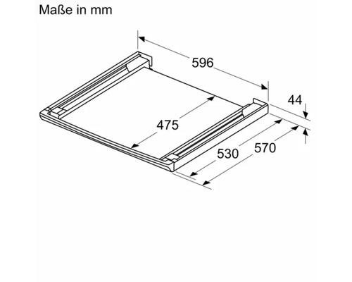 Masse des Unterbaus für ein Haushaltsgerät in Millimeter