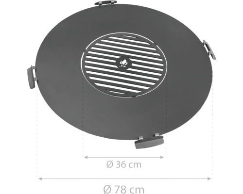 Plaque de cuisson pour brasero avec grille et diamètre de 78 cm