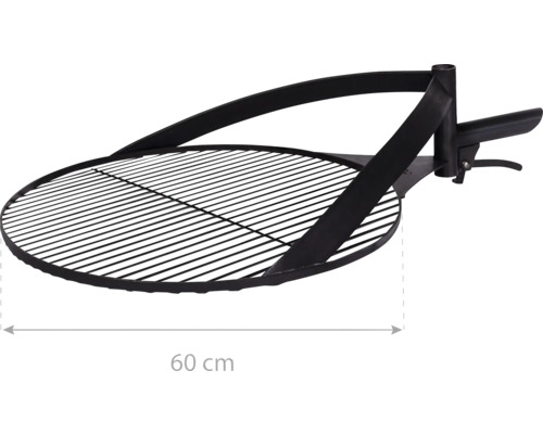 Schwenkgrill mit einem Durchmesser von 60 cm für den Aussenbereich.