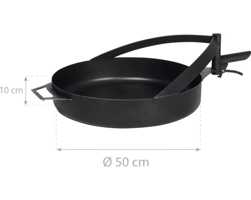 Brasero en métal d''un diamètre de 50 cm et d''une hauteur de 10 cm.