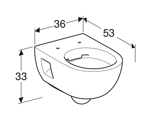 Dessin technique de toilettes suspendues avec dimensions