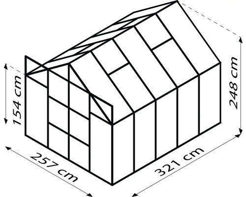 Dessin technique d''une serre avec des dimensions
