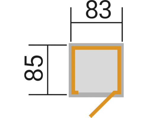 Schéma technique avec dimensions 83 et 85