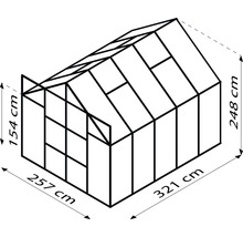 Schéma technique d''une serre avec dimensions