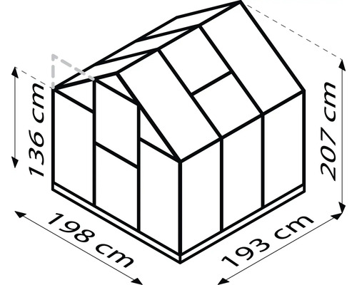 Image d''une serre avec les dimensions