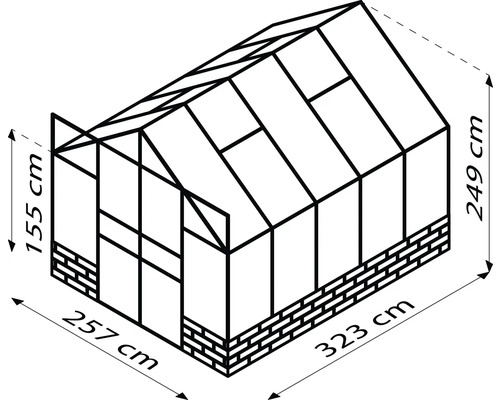 Schéma d''une serre avec dimensions