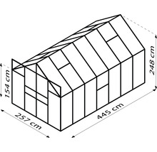 Image d''une serre mesurant 257 x 445 x 248 centimètres