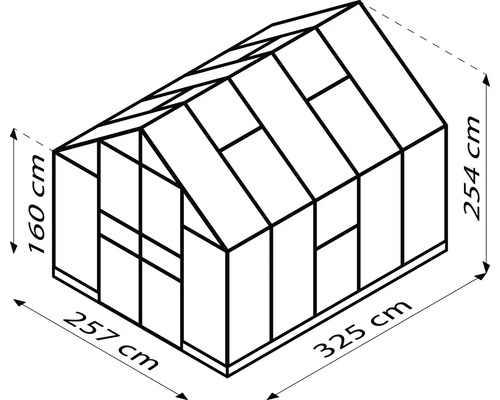 Dessin technique d''une serre avec dimensions