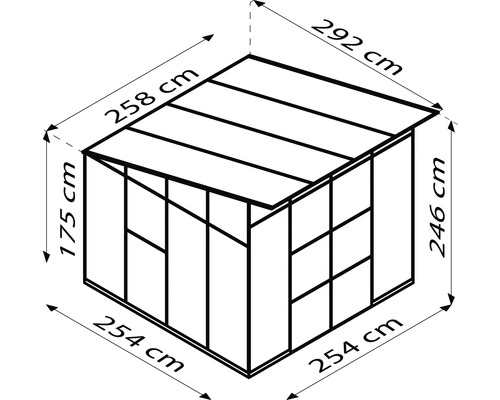 Dessin technique d''une serre avec dimensions