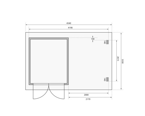 Dessin technique d''un abri de jardin avec dimensions