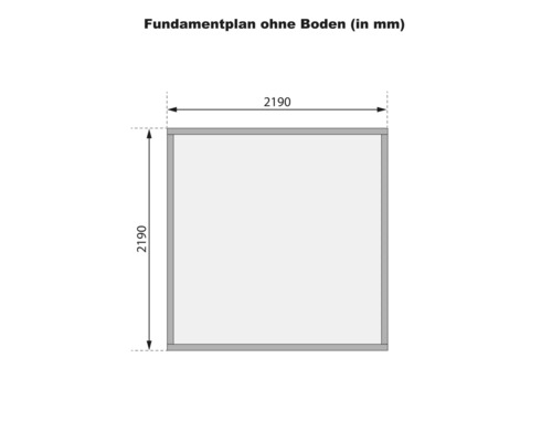 Plan de fondation sans sol avec dimensions de 2190 mm