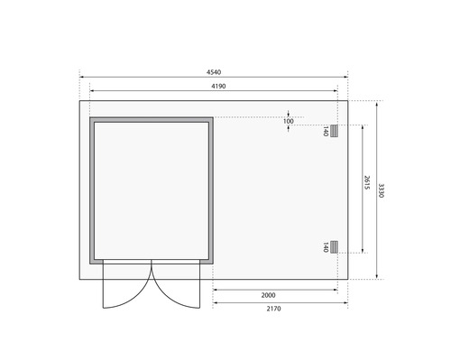 Plan technique d''un abri de jardin avec dimensions